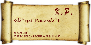 Kárpi Paszkál névjegykártya